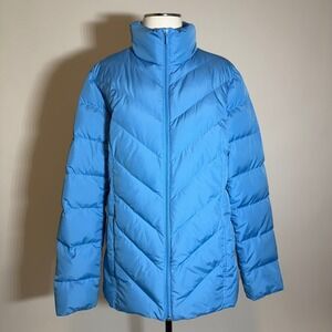 Lands End Down Insulated Puffer Winter Coat Blue Womens Size LT Large Tall 14-16